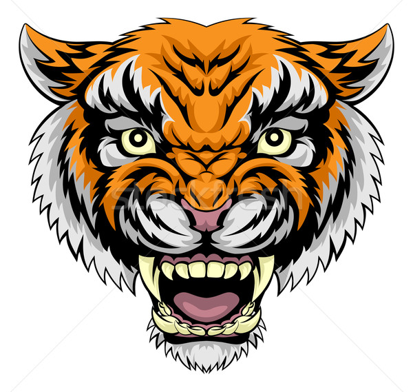 Tiger Gesicht Illustration mächtig Tier Porträt Stock foto © Krisdog