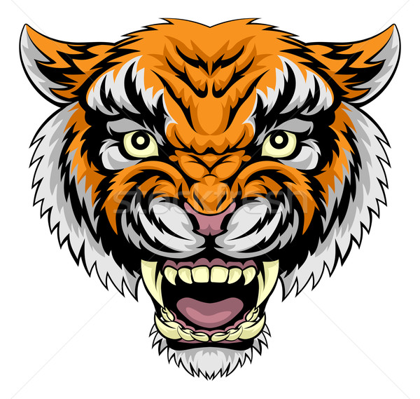 Foto stock: Tigre · cara · ilustración · potente · animales · retrato