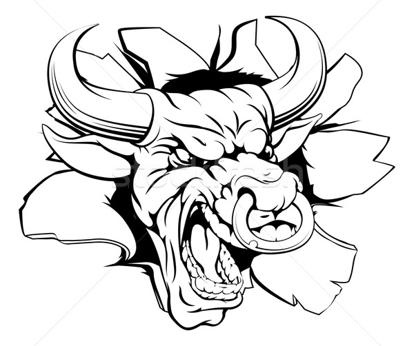 Bull sports mascot breaking out Stock photo © Krisdog