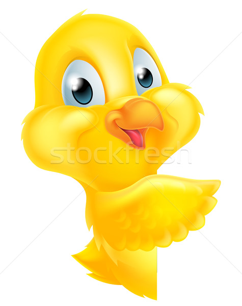 Stockfoto: Wijzend · Pasen · chick · cartoon · Geel · vogel