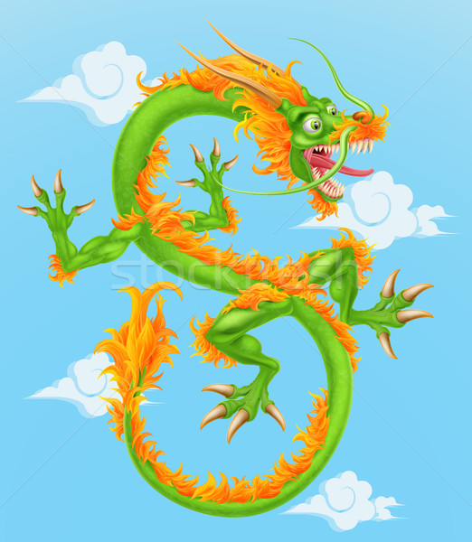 Китайский дракон иллюстрация Японский китайский стиль Сток-фото © Krisdog