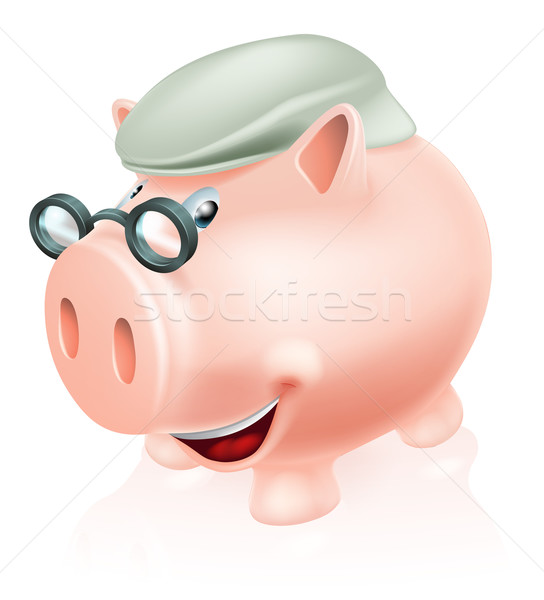 Emerytura plan oszczędności banku piggy starszy dorosły Zdjęcia stock © Krisdog