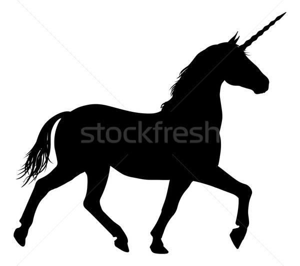 Sylwetka konia mityczny tle nogi spaceru Zdjęcia stock © Krisdog