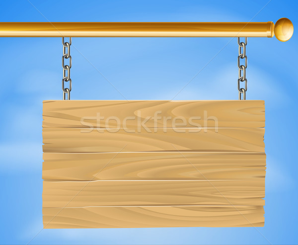 Colgante signo madera suspendido cadenas Foto stock © Krisdog