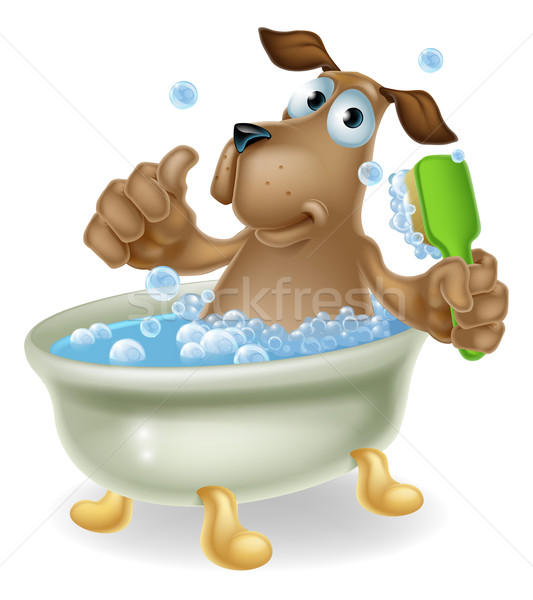 Chien cartoon personnage bain [[stock_photo]] © Krisdog