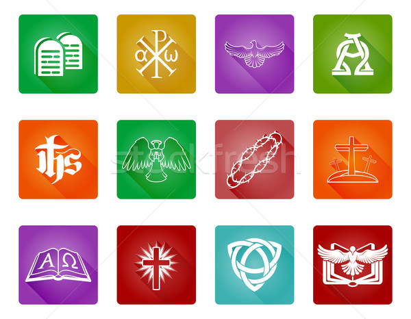 Cristão religioso ícones símbolos alfa Foto stock © Krisdog