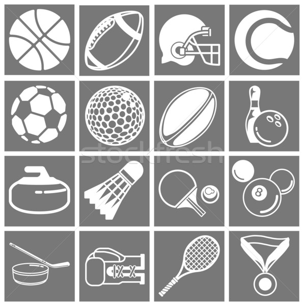 Sportok ikon gyűjtemény sport ikonok terv kosárlabda Stock fotó © Krisdog