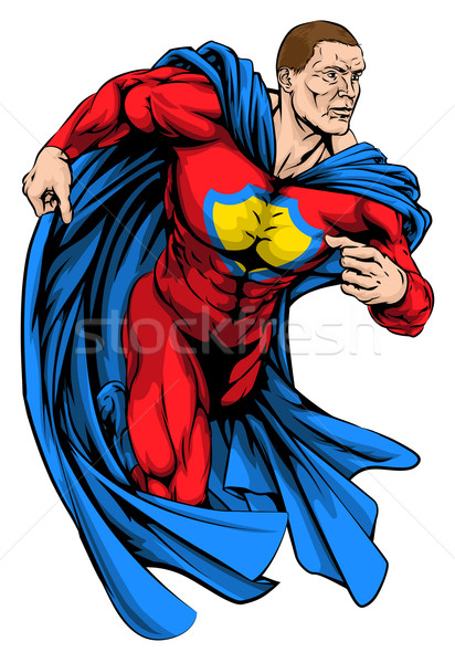 Erős szuperhős illusztráció izmos karakter fut Stock fotó © Krisdog