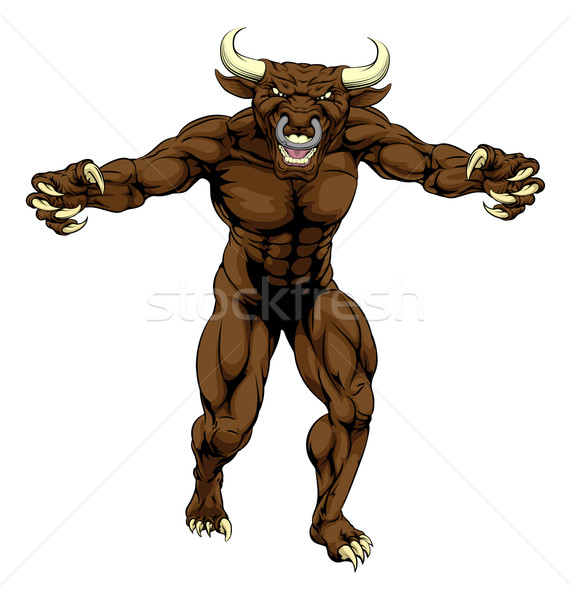 Stock photo: Bull Minotaur Character Attacking