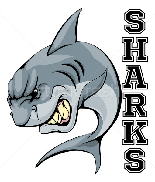 Mascote ilustração desenho animado tubarão equipe de esportes Foto stock © Krisdog