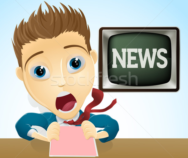 Shocked TV news presenter Stock photo © Krisdog