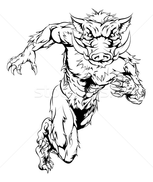 Stock photo: Boar mascot sprinting