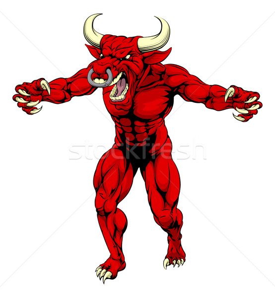 Rood stier mascotte uit agressief Stockfoto © Krisdog