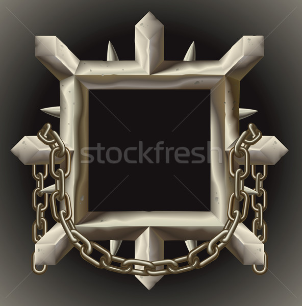 Rusty spiky metal frame border with chain Stock photo © Krisdog