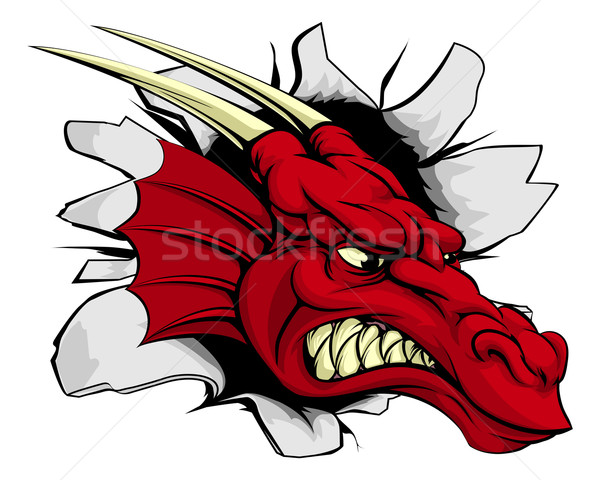 Vermelho dragão avanço ilustração papel esportes Foto stock © Krisdog