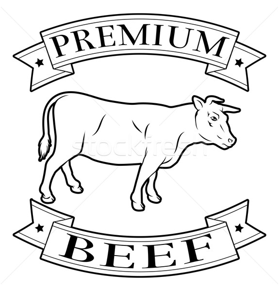 Stockfoto: Premie · rundvlees · voedsel · label · menu · icon