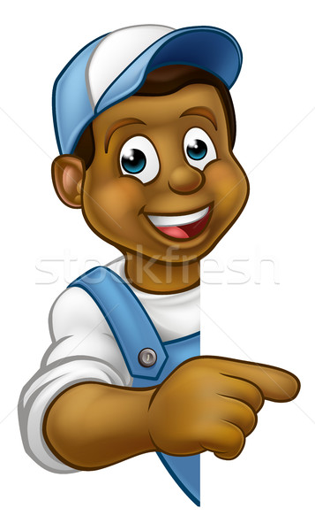 Black Handyman Mechanic Plumber Gardener Decorator Stock photo © Krisdog