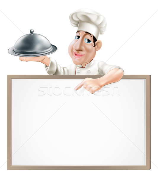 Chef cloche and menu Stock photo © Krisdog