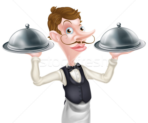 Platter Waiter Cartoon Stock photo © Krisdog