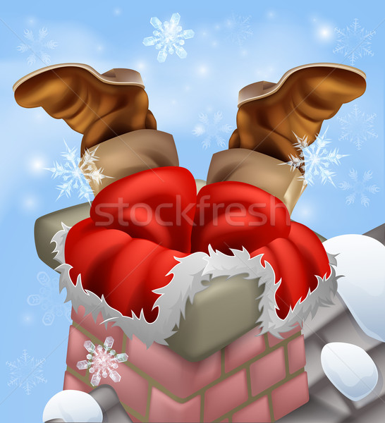 Santa stuck in a chimney Stock photo © Krisdog