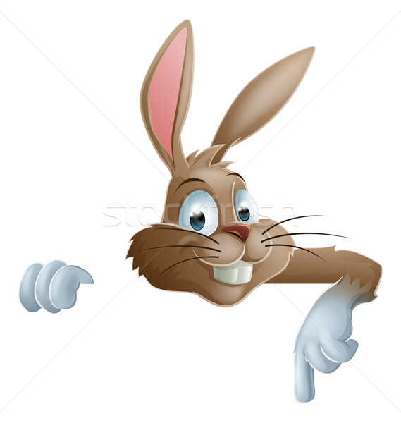 [[stock_photo]]: Lapin · lapin · pointant · vers · le · bas · illustration · cute