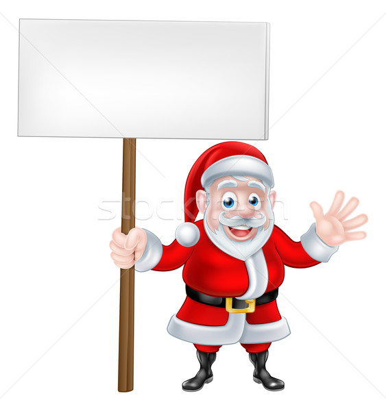 Waving Cartoon Santa Sign Stock photo © Krisdog