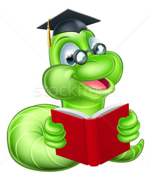 Cute Karikatur Raupe Wurm lächelnd grünen Stock foto © Krisdog