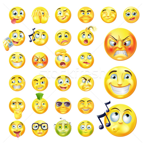Emotikonok szett eredeti emotikon ikonok mosoly Stock fotó © Krisdog