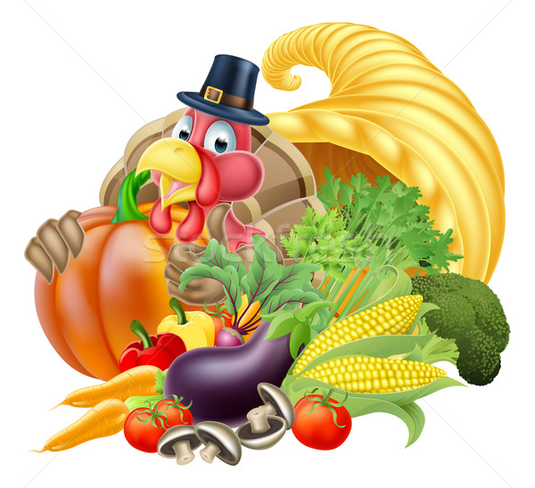 Cornucopia and Thanksgiving Turkey Stock photo © Krisdog