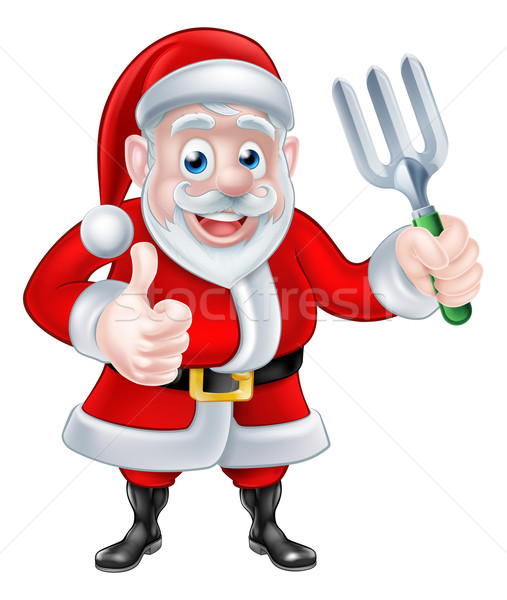 Santa Thumbs Up and Holding Fork Stock photo © Krisdog