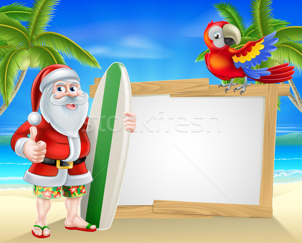 Santa tropical beach sign Stock photo © Krisdog