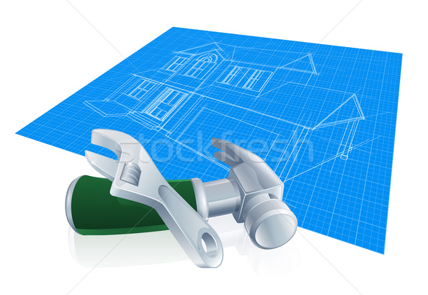 House Blueprint and Tools Stock photo © Krisdog