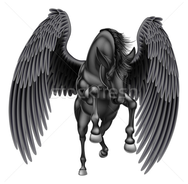 [[stock_photo]]: Noir · cheval · illustration · mythologique · jambes · courir