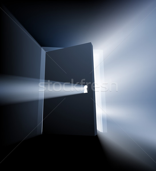 [[stock_photo]]: Porte · lumière · poutre · illustration · ouverture · streaming