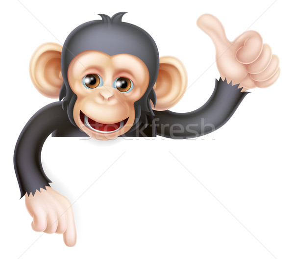 Affe Schimpanse Zeichen Karikatur wie Stock foto © Krisdog