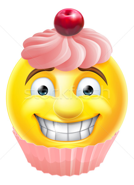 Pink Cupcake Emoji Emoticon Stock photo © Krisdog