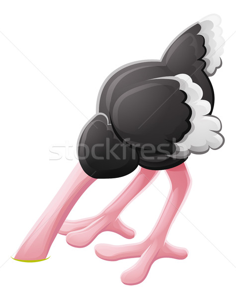 Ostrich Head Buried Cartoon Character Stock photo © Krisdog