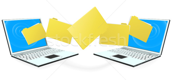 Portable ordinateurs fichiers deux fichier dossier [[stock_photo]] © Krisdog