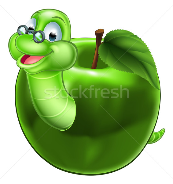 Cute cartoon bruco worm felice topo di biblioteca Foto d'archivio © Krisdog