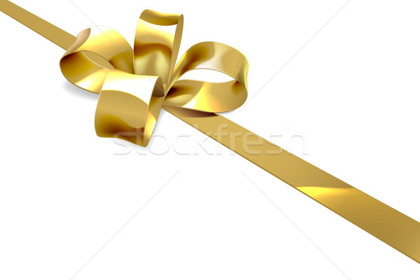 Stock photo: Gold Bow Christmas Gift Background