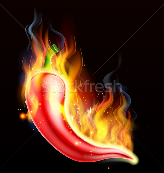 Rot heißen Chili Pfeffer Feuer würzig Stock foto © Krisdog
