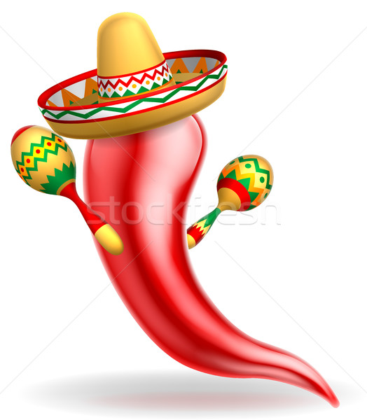 Mexican Red Chilli Pepper Character Stock photo © Krisdog