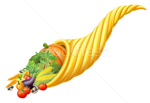 Cornucopia horn full of fresh produce food Stock photo © Krisdog