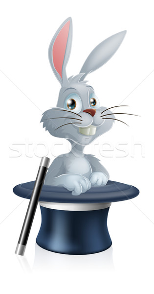 White rabbit and magic hat Stock photo © Krisdog