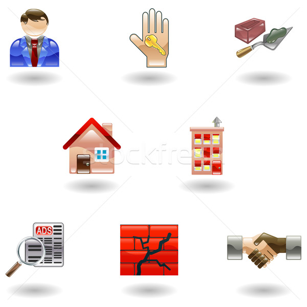 Shiny Real Estate Icons Stock photo © Krisdog