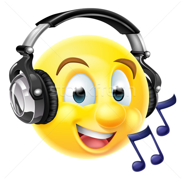 Music Emoji Emoticon Wearing Headphones Stock photo © Krisdog