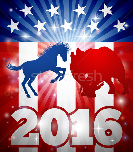 ロバ 対 2016 アメリカン 民主的な 共和党の ストックフォト © Krisdog