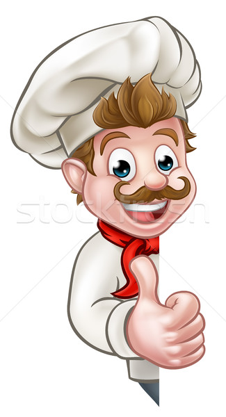 Chef cozinhar mascote desenho animado padeiro Foto stock © Krisdog