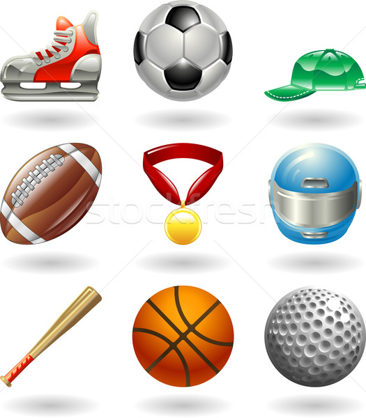 Shiny sports icon set series  Stock photo © Krisdog