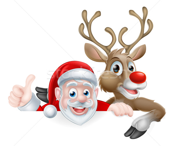 Santa and Reindeer Cartoon Stock photo © Krisdog